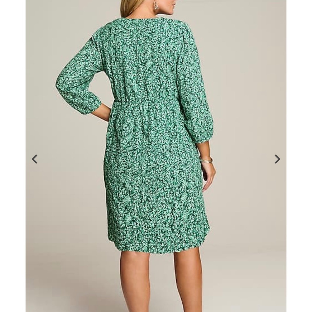 New J. Jill Green Nephrite Fluttering Ferns‎ Textured A-Line Dress Medium Tall - Picture 6 of 8